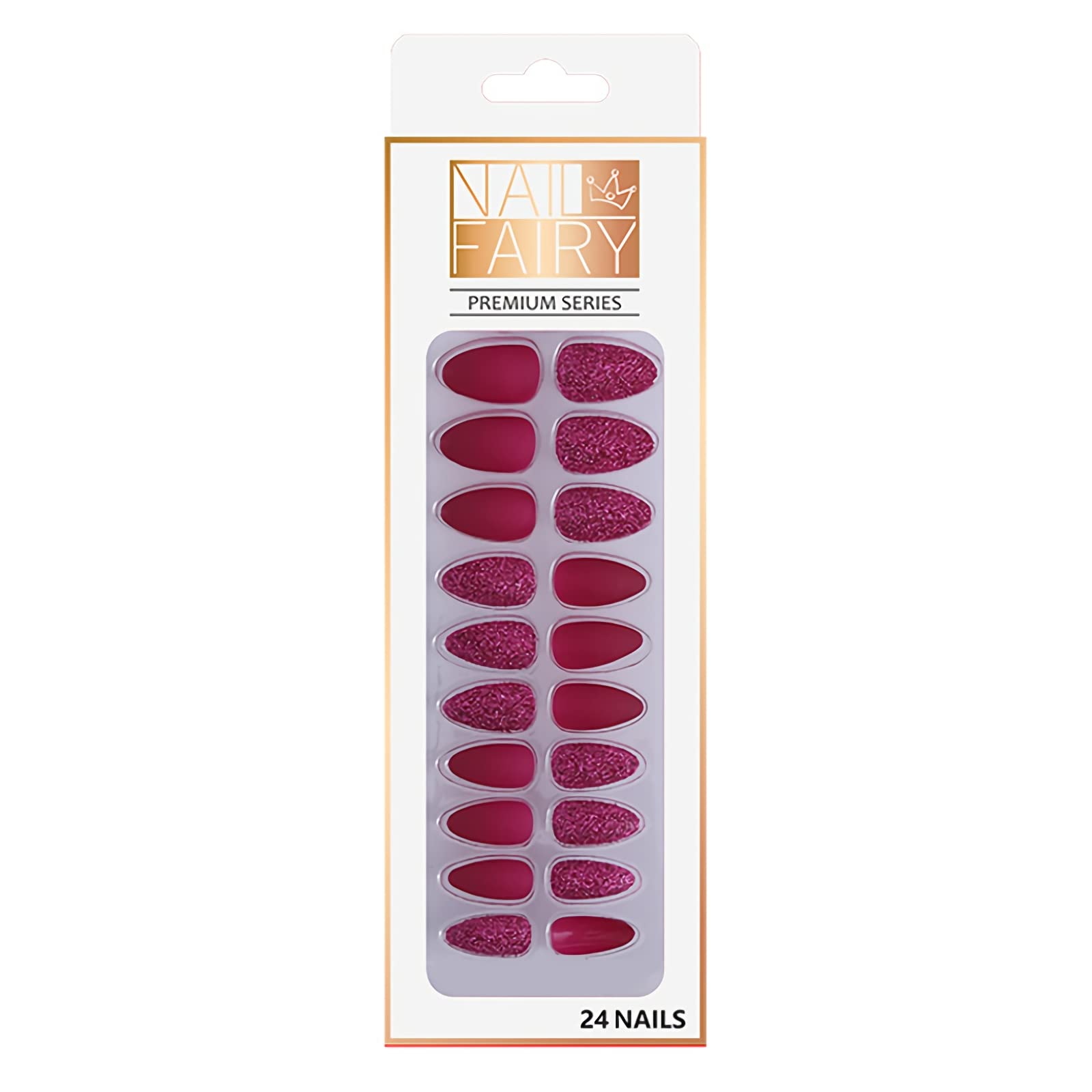 MAYCREATE Artificial Nails for Women, Matte Acrylic Full Cover, Double Sided Adhesive Tabs, False Ballerina Nails Extension with Nail Art, Rose Red, 24pcs MAYCREATE Artificial Nails for Women, Matte Acrylic Full Cover, Double Sided Adhesive Tabs, False Ballerina Nails Extension with Nail Art, Rose Red, 24pcs